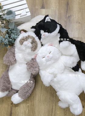 日本正版sunlemon仿真可爱安抚柔软瞌睡猫咪毛绒玩偶玩具波斯猫