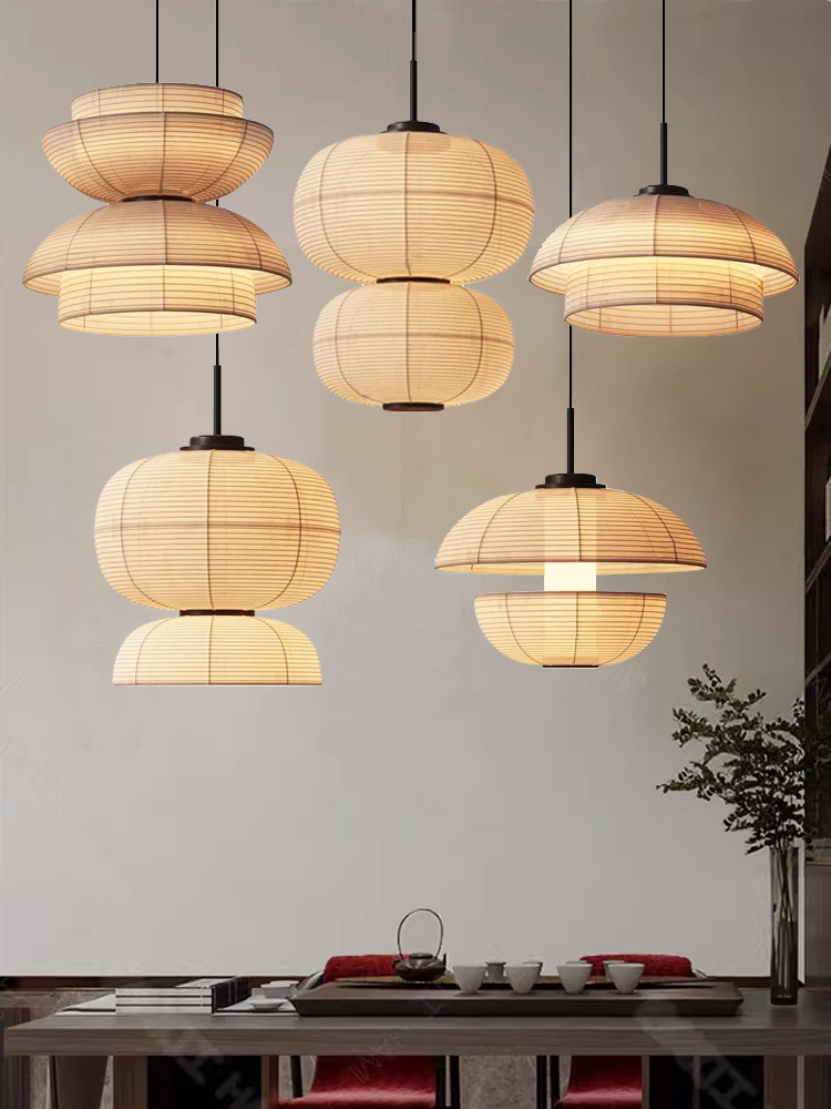 中式布艺吊灯侘寂风民宿饭店火锅烤肉店餐桌吊灯茶室吧台创意定制
