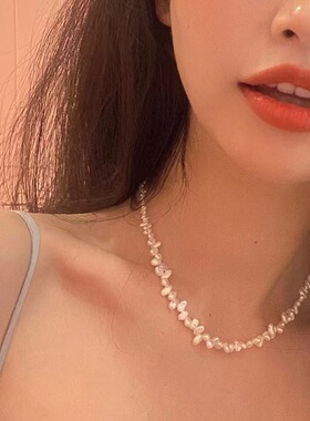 日韩ins项链米粒巴洛克异形不规则手工串珠复古气质颈链锁骨链女