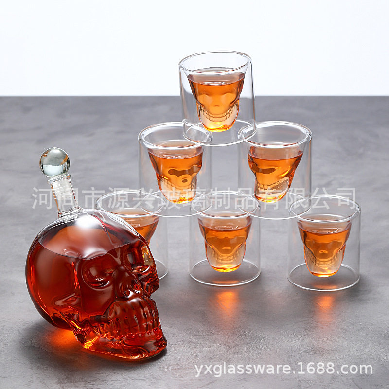 亚马逊个性骷髅头酒瓶醒酒器 个性搞怪伏加特威士忌红酒醒酒瓶
