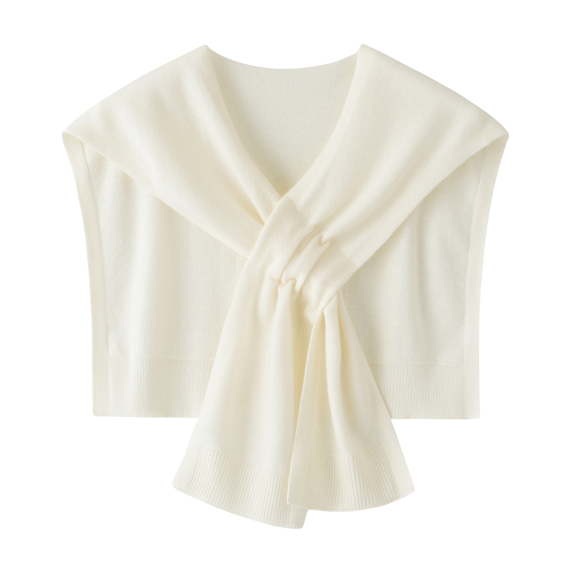 鄂尔多斯市100%山羊绒针织披肩女外搭韩版纯色叠搭衬衫交叉款打结