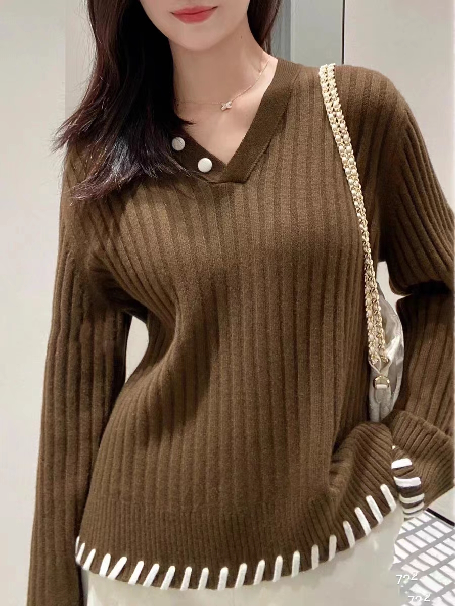 过目不忘！鄂尔多斯市羊绒衫女V领加厚100纯山羊绒打底时尚毛衣冬