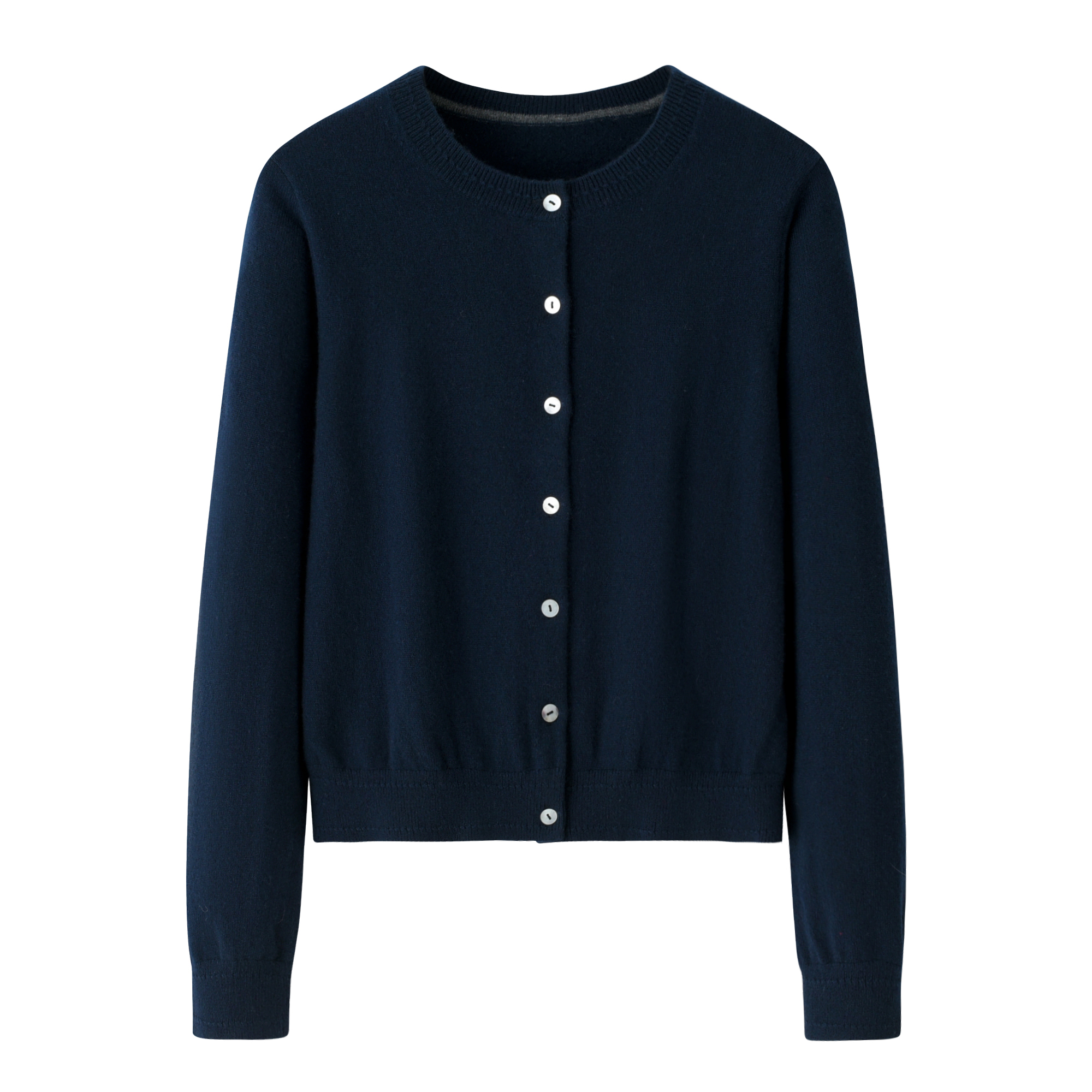 鄂尔多斯市秋冬圆领100纯山羊绒女修身开衫毛衣打底羊绒衫休闲