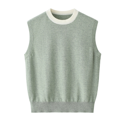 鄂尔多斯市女100%纯羊绒圆领背心马甲打底简约内搭上衣工厂直发