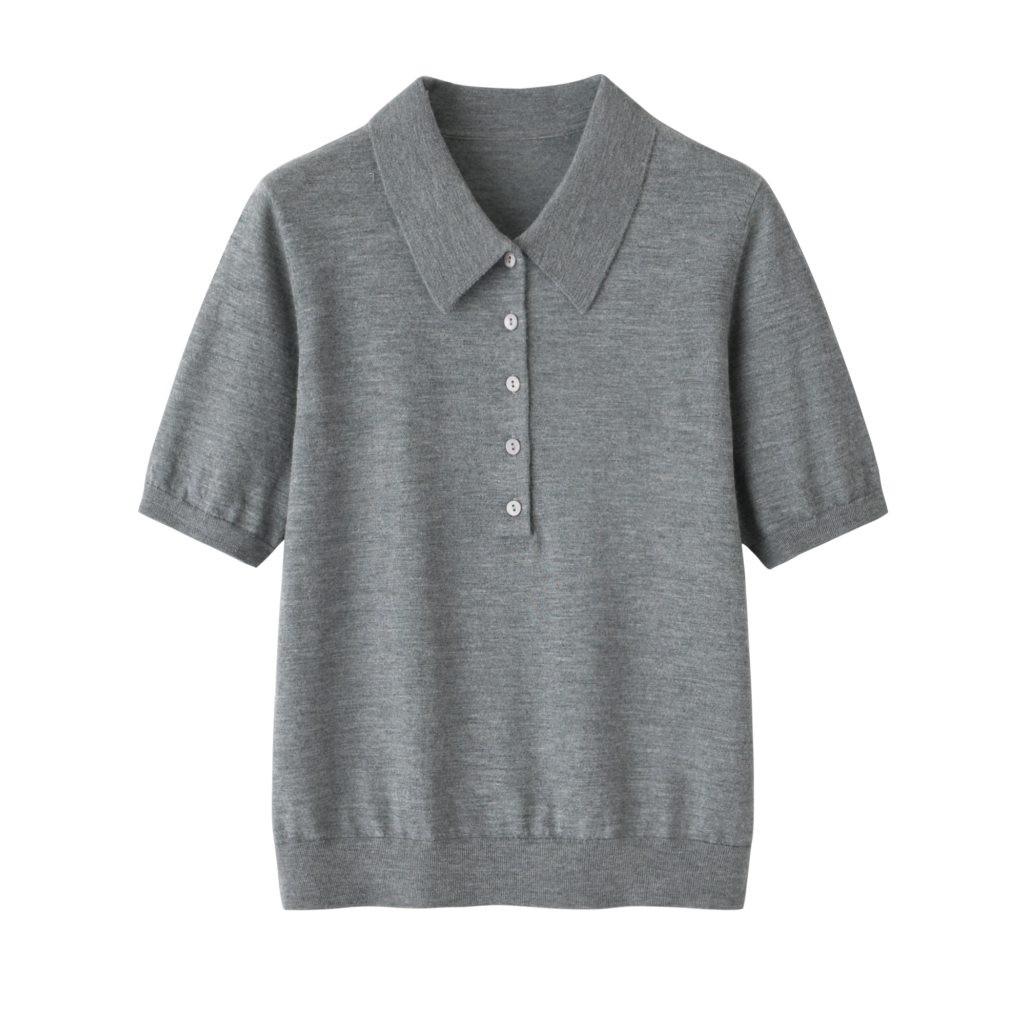 鄂尔多斯市100%精纺纯羊绒衫短袖半袖女翻领套衫毛衣针织打底衫