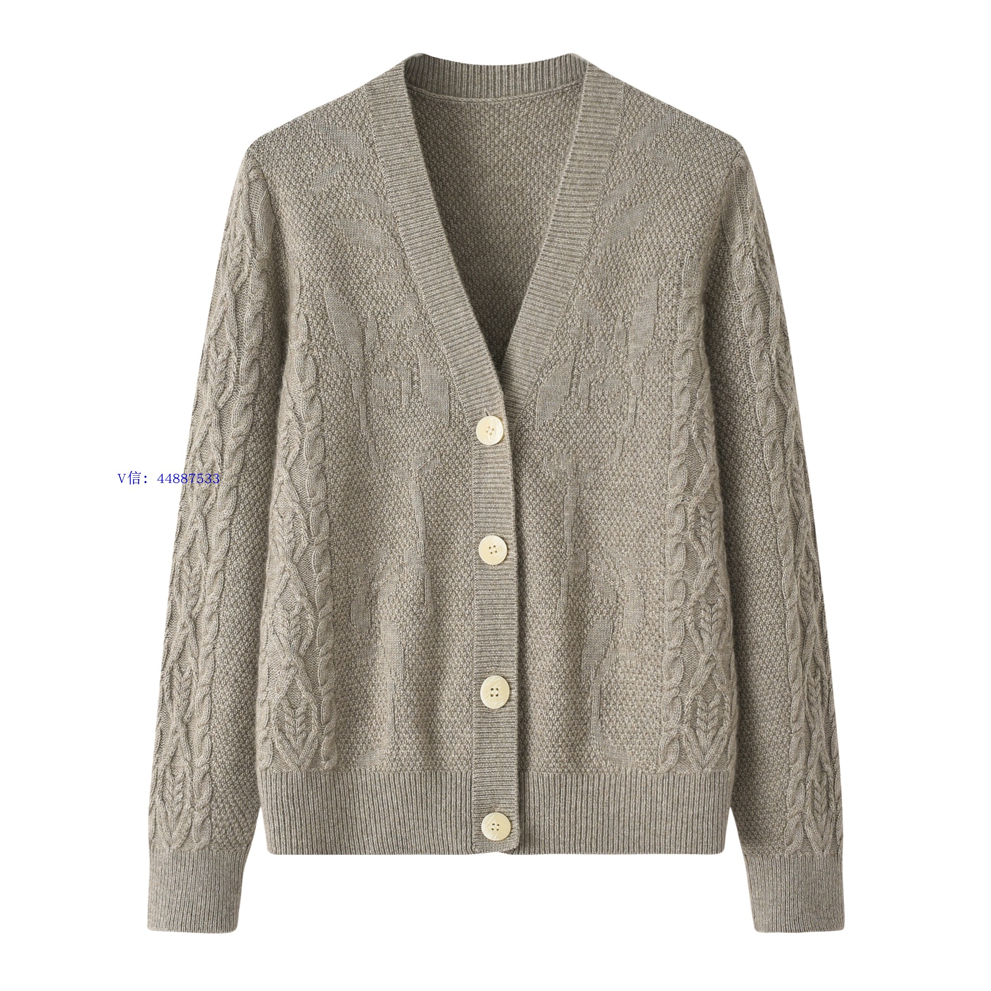 内蒙古鄂尔多斯市羊绒衫绞花女开衫V领加厚保暖麻花毛衣外套小衫