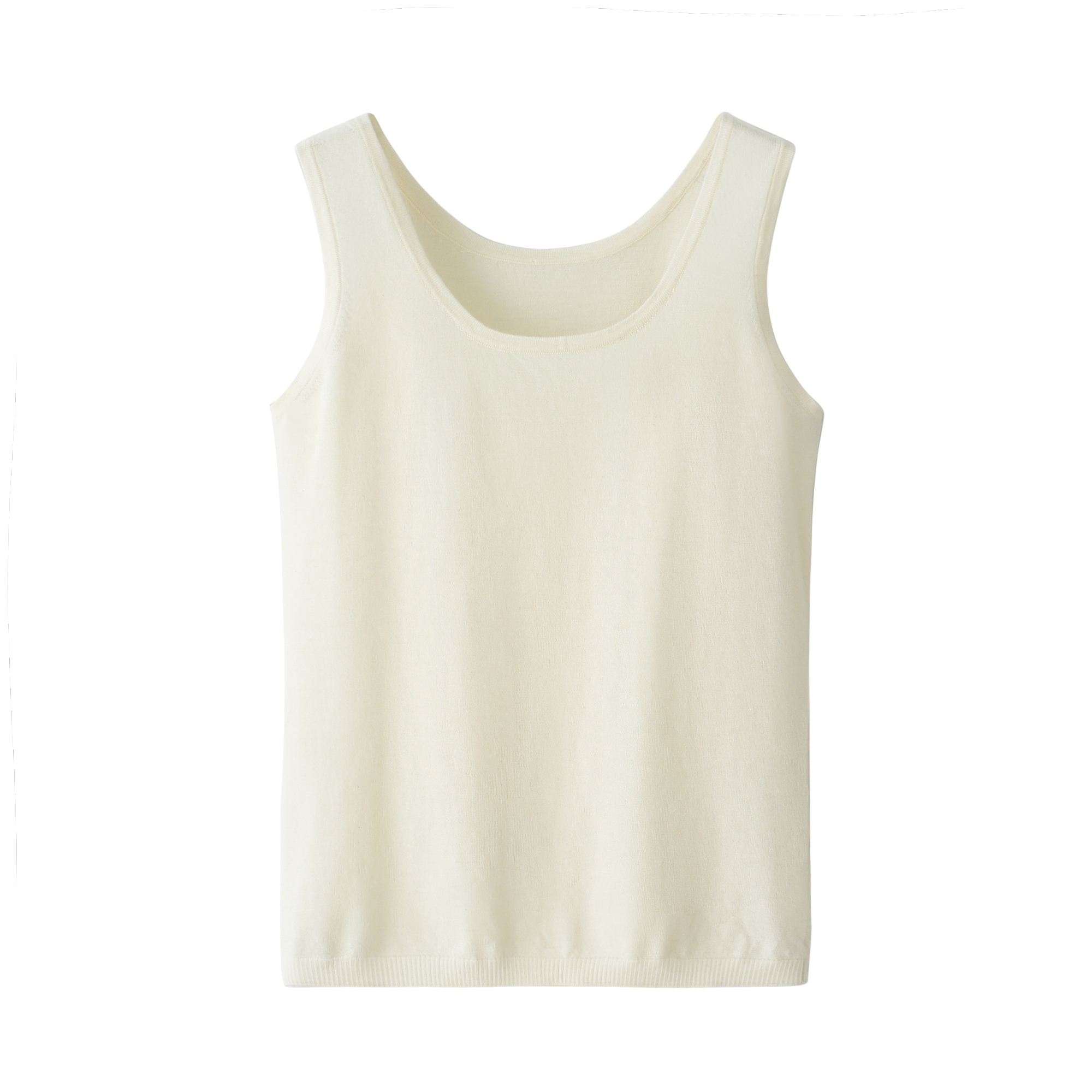 鄂尔多斯市100%纯羊绒衫精纺轻薄女圆领纯色针织打底背心宽松百搭