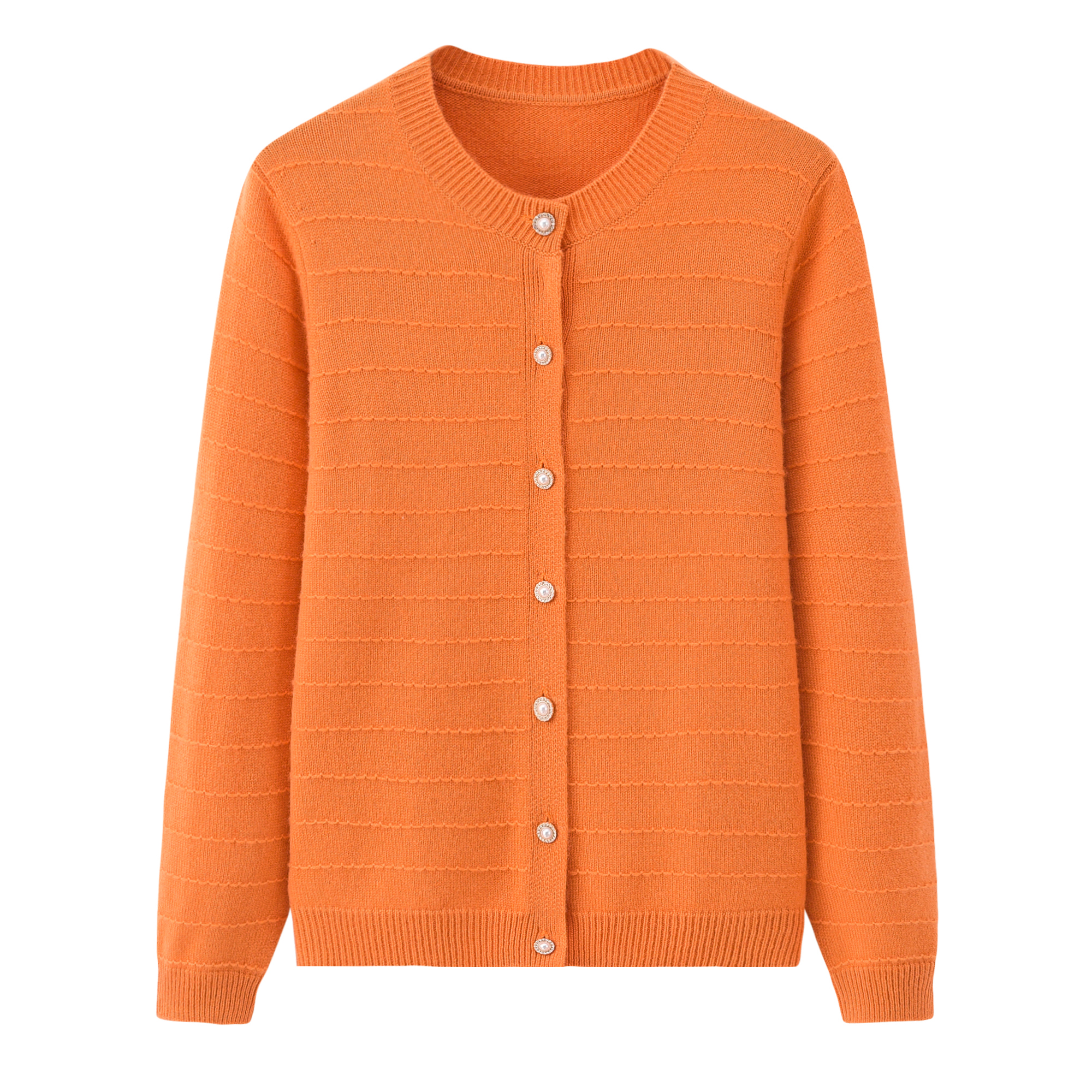 鄂市加厚纯山羊绒圆领女开衫宽松秋冬新款高端毛衣外套