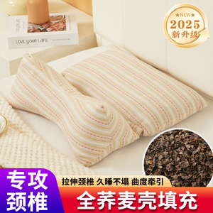 荞麦枕头纯荞麦皮全荞麦壳颈椎硬枕芯三角枕条纹成人家用可拆洗