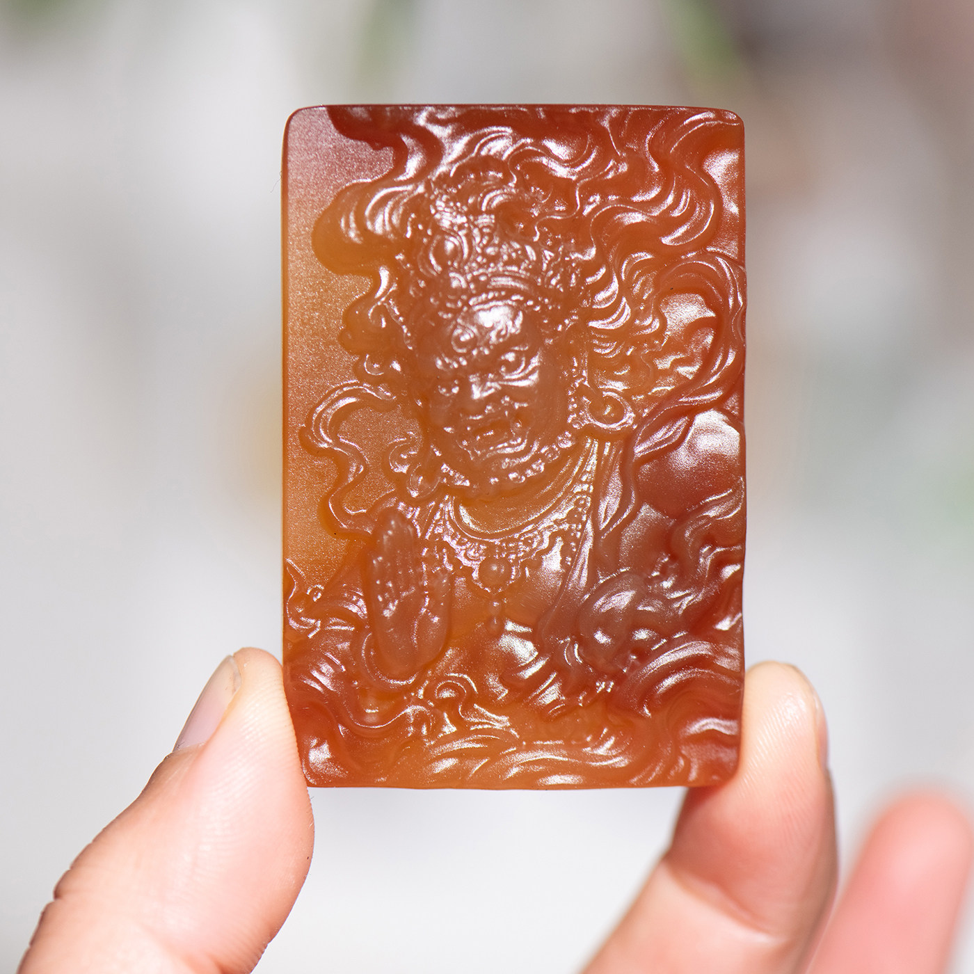 天然玛瑙大黑天佛牌吊坠