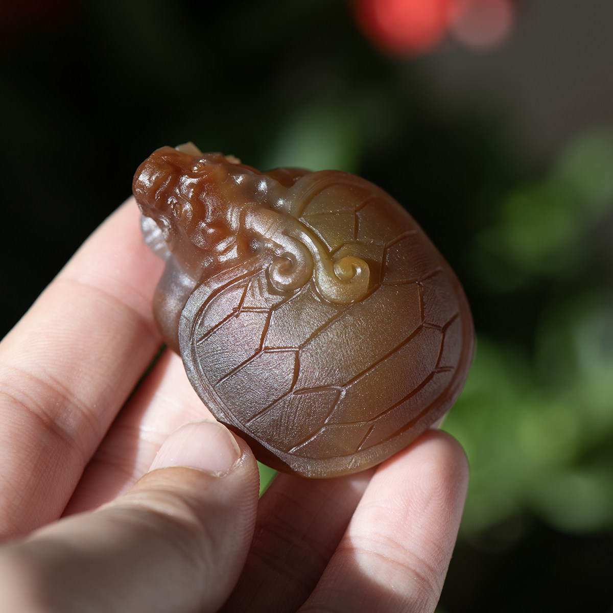 天然红玛瑙龙龟手把件招财摆件雕刻汽车挂饰民族风饰品转运护身符