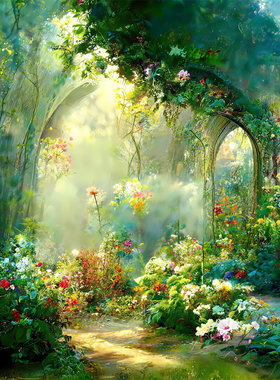 梦幻森林花园直播间背景布影楼精灵儿童摄影魔法森系公主拍照背景