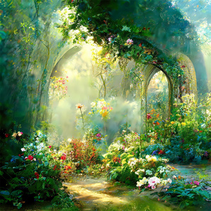 梦幻森林花园直播间背景布影楼精灵儿童摄影魔法森系公主拍照背景