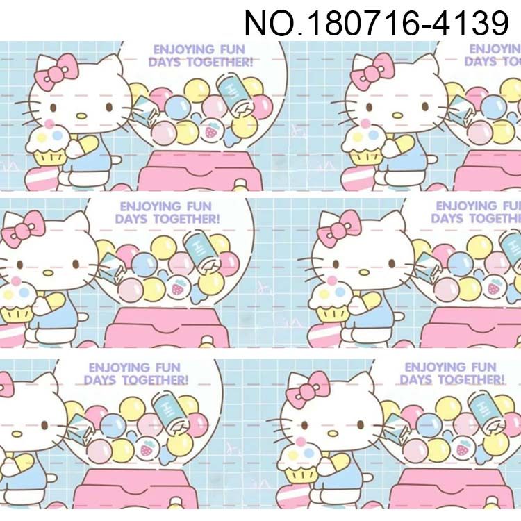 彩色印刷丝带kitty猫卡通螺纹织带diy发饰缎带  180716-4139