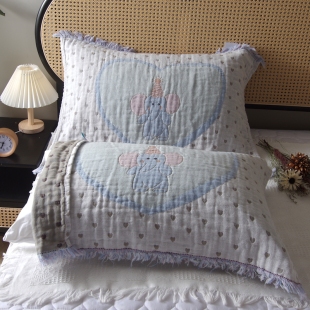 流苏花边纯棉纱布枕巾家用全棉吸汗防滑加大情侣枕头巾