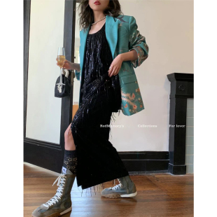 内搭 洋气新店 背心式 新年闪耀精灵 开衩半身裙两件套 PARTY女王