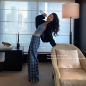 复古慵懒格子拖地裤 洋气新店REDMEMORY一眼万年 身材救星