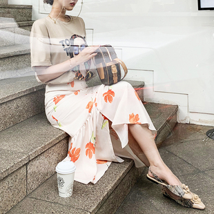 高腰中长款 洋气新店REDMEMORY 开叉荷叶边鱼尾半裙 清仓捡漏