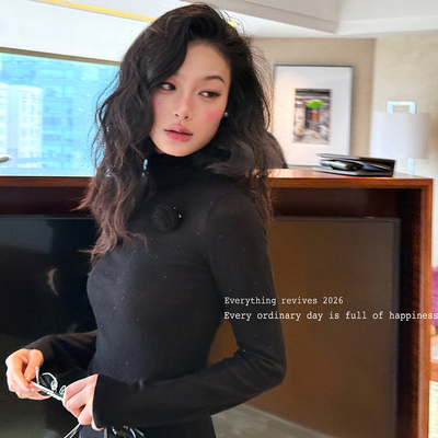 洋气新店REDMEMORY显瘦王者 克制浪漫 高质感玫瑰修身羊毛打底衫