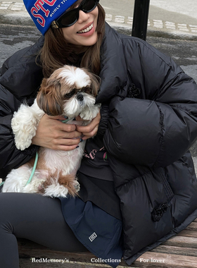 洋气新店REDMEMORY冬日时髦穿搭不沉闷 轻中式花朵纽结扣羽绒服