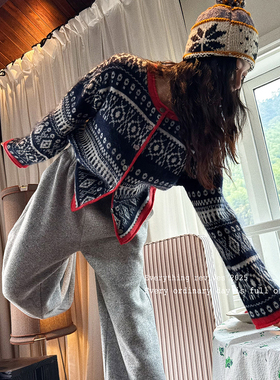 洋气新店REDMEMORY节日限定 黄金配比 温暖柔韧 撞色费尔岛开衫