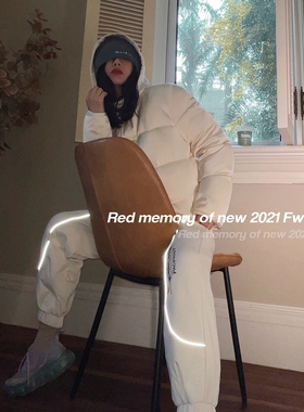 洋气新店REDMEMORY 羽绒届的王牌 白色反光条拼接羽绒裤女秋冬