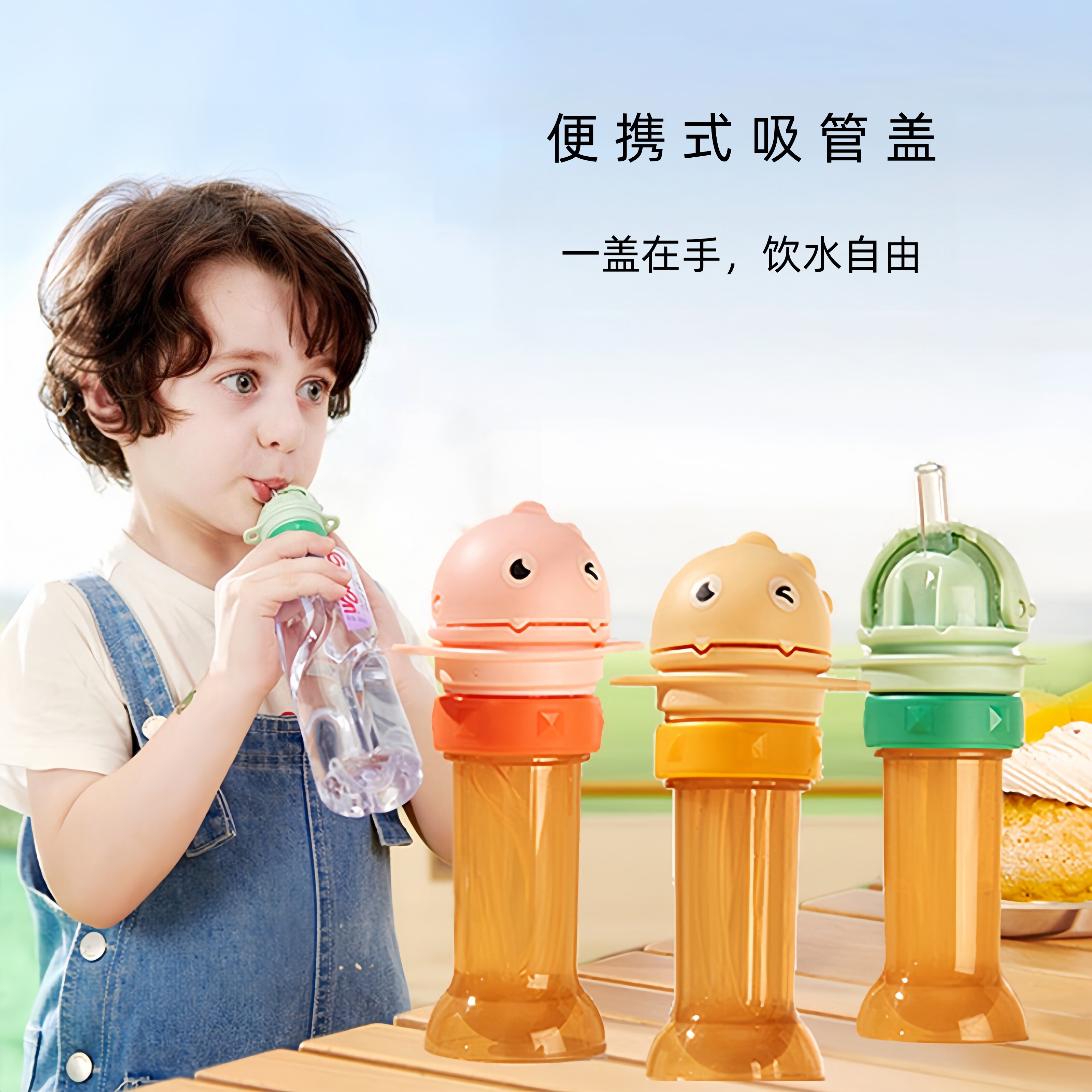 儿童矿泉水吸管盖便携式宝宝喝水神器防呛水通用水瓶转换嘴头帽