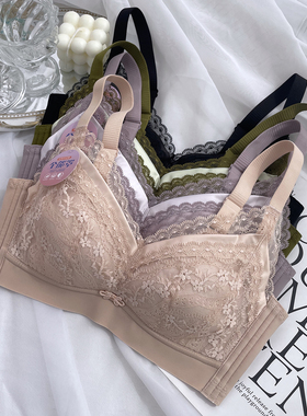 古妃31085 薄款大胸显小无钢圈文胸性感聚拢上托收副乳舒适内衣女
