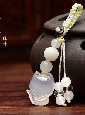 紫水晶玉石小狐狸手机旺桃花运女