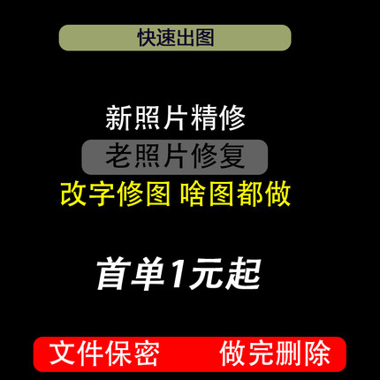 P图PS修图专业批图无痕修改数文字PDF抠图片处理淘宝美工制作做图