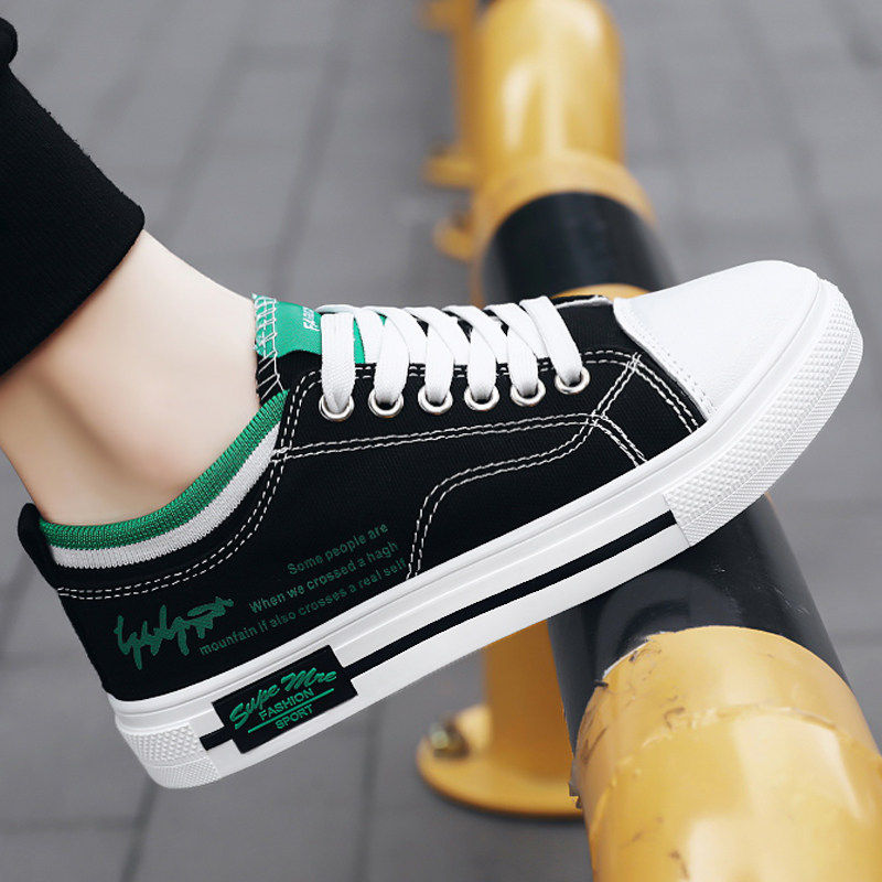 潮牌透气低帮韩版帆布鞋男士2026新款防滑百搭厚底板鞋运动休闲鞋,流行男鞋,帆布鞋,淘宝优惠券,粉丝福利购,淘宝优惠卷