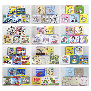 包邮 16x16cm日单卡通全纯棉儿童成人擦汗吸水手帕毛巾擦嘴方巾