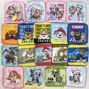 16x16cm汪汪小狗队阿奇卡通纯棉儿童幼儿园擦嘴擦汗小方巾小毛巾