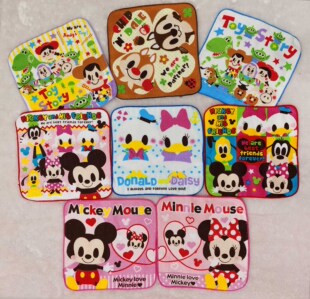 20x20cm米QI 玩具外贸吸水卡通纯棉全棉儿童毛巾小方巾