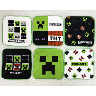 16x16cm我的世界日单卡通纯棉柔软男生儿童小毛巾擦嘴擦汗小方巾