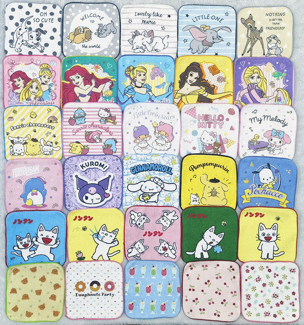 16x16cm公主小猫三丽糖果女孩卡通纯棉儿童吸水毛巾擦嘴小方巾