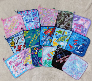 32x32cm日单花朵汽车恐龙外贸纯棉全棉包边挂巾儿童小方巾毛巾