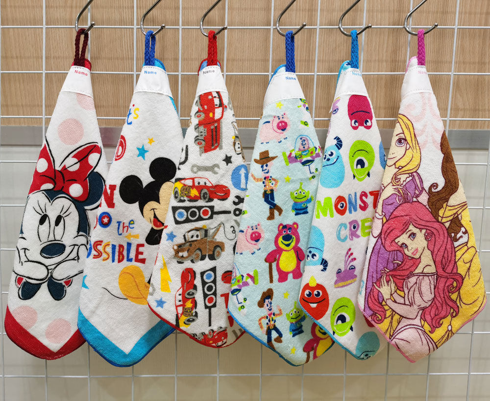 25x25cm日本大创米汽车奇巴斯怪兽公主全棉纯棉儿童挂巾擦手毛巾