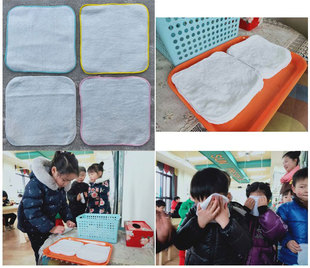 14cm 15cm 白色纯色新疆长绒棉纯棉全棉儿童幼儿园小方巾擦嘴毛巾