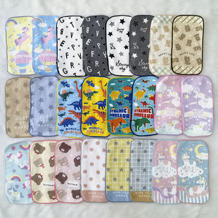 9x18cm大创汽车恐龙独角兽字母纯棉全棉儿童口袋迷你小手帕毛巾