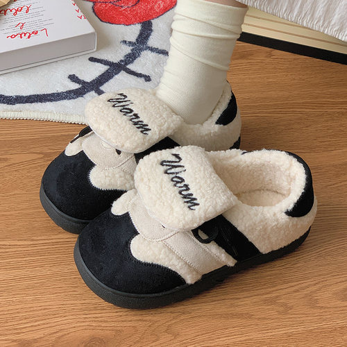 可爱居家室内外穿加绒保暖棉拖鞋