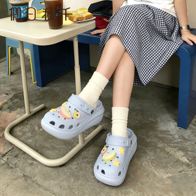 假日秋千小众厚底泡芙苹果洞洞鞋