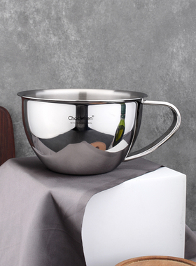 chockmen卓德铭18/10不锈钢单柄大肚杯食品级早餐燕麦杯便携多用