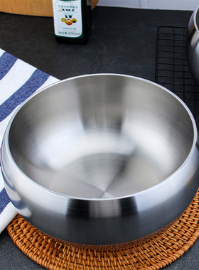 18/10不锈钢圆形匠心纯色拉丝成人汤碗家用饭碗餐具防摔一体成型