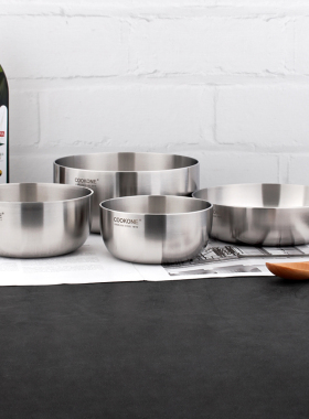 传承系列18/10不锈钢碗盘碟汤碗菜盘吃饭小碗成人小孩加厚四件套