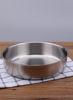 出口304不锈钢烤鱼盘饺子盘水果蒸菜盆家用肠粉凉皮盘加厚24cm