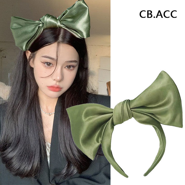 高级感珠光缎面大蝴蝶结发箍