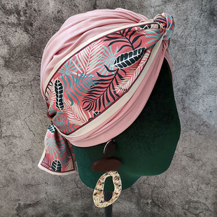 甜美优雅绑巾包头帽度假旅游花朵丝巾飘带包头巾帽子印度帽套头帽