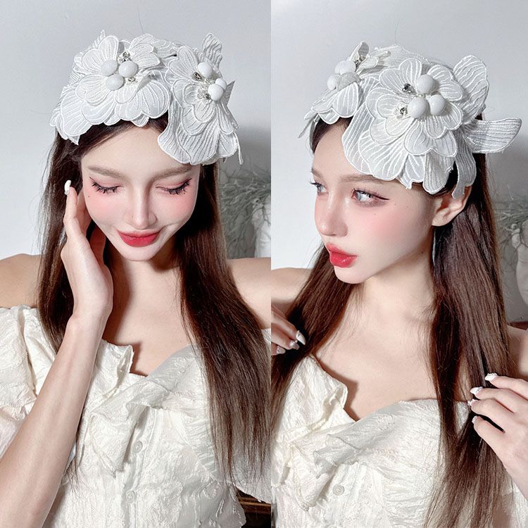 新中式荷叶刺绣花秀雅发饰复古