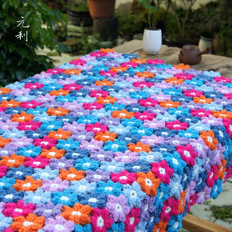 传统手工钩针编织泡芙花纹榻榻米坐垫窗飘垫沙发垫地垫